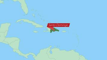 Karta av Dominikanska republik med stift av Land huvudstad. vektor