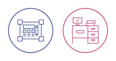 Entwurf und Schreibtisch Symbol vektor