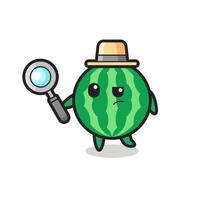 Wassermelonen-Detektivfigur analysiert einen Fall vektor