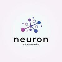 abstrakt enkel nervcell logotyp med prickar logotyp vektor design, årgång illustration av nervcell axon för medicinsk aning