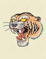 tiger tatuering logotyp gamla skolan vektor
