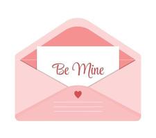 Öffnen Sie den rosa Umschlag mit dem Hinweis, dass er mir gehört. Liebesbrief zum Valentinstag vektor