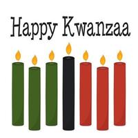 Happy Kwanzaa Grußkarte mit 7 Kerzen in traditionellen Farben vektor