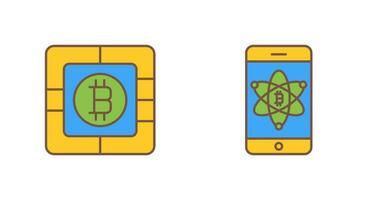 Bitcoin Chip und Handy, Mobiltelefon Symbol vektor