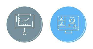 Linie Graph und Konferenz Video Anruf Symbol vektor