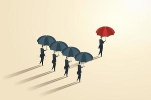 olika koncept affärsmän som håller röda paraplyer sticker ut. vektor