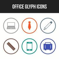einzigartiger Symbolsatz von Office-Glyphen-Vektorsymbolen vektor