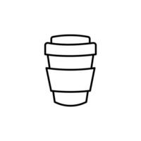 Kaffee im Einweg Tasse einfach Gliederung unterzeichnen. geeignet zum Bücher, Shops, Geschäfte. editierbar Schlaganfall im minimalistisch Gliederung Stil. Symbol zum Design vektor