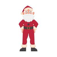 Santa claus mit ein groß Weiß Bart im ein rot Neu Jahre Anzug. Karikatur Stil vektor