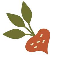 beta eller rädisa. platt rödbeta vegetabiliska med löv. vektor Färg ikon för appar och webbplatser. höst skörda ClipArt, rå och vitamin. naturlig och vegetarian, diet ingrediens. objekt isolerat på vit