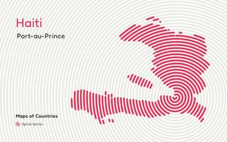 abstrakt Karta av haiti i en cirkel spiral mönster med en huvudstad av port-au-prince. latin Amerika uppsättning. vektor