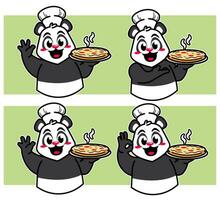 Koch Panda köstlich Geschirr und Kuchen vektor
