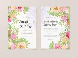 Hochzeitseinladungskarte florale Vektorvorlage vektor