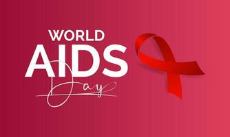 värld AIDS dag medvetenhet bakgrund röd baner band och global Stöd vektor illustration. bakgrund, baner, kort, affisch design.