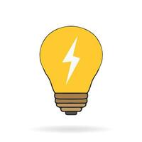 elektricitet och belysning begrepp, vektor illustration. ljus Glödlampa med strålar glans. energi och aning symbol.