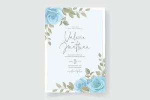elegant bröllopskortsmall med blommande rosprydnad vektor