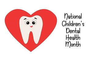 tänder med hjärta. begrepp dental vård nationell barns dental hälsa månad vektor