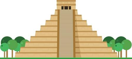 kukulcan tempel, chichen itza, Mexiko. isolerat på vit bakgrund vektor illustration.