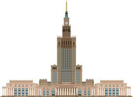 palats av kultur och vetenskap, Warszawa, polen. isolerat på vit bakgrund vektor illustration.