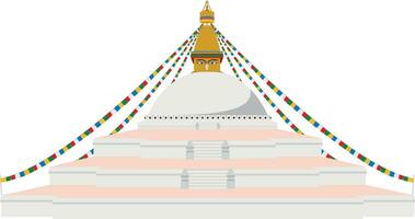 Boudhanath Stupa, Kathmandu, Nepal. isoliert auf Weiß Hintergrund Vektor Illustration.