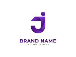 Brief j lila Gradient Logo Design vektor