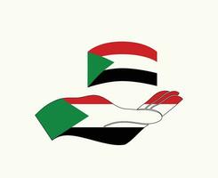 sudan emblem flagga och hand symbol abstrakt mitten öst Land vektor illustration design