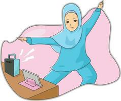 Muslim Mädchen Dehnen vektor