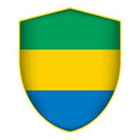 gabon Flagge im Schild Form. Vektor Illustration.