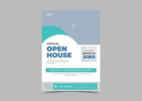 Open House virtuelles Schulflyer-Vorlagendesign. vektor