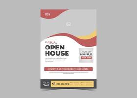 Open House virtuelles Schulflyer-Vorlagendesign. vektor
