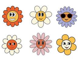 söt häftig stil blommor samling. retro stil vektor illustration