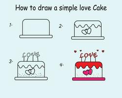 Schritt durch Schritt zu zeichnen ein süß Kuchen. Zeichnung Lernprogramm ein süß Kuchen. Zeichnung Lektion zum Kinder. Vektor Illustration