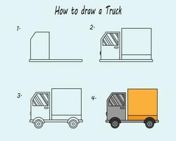 Schritt zu Schritt zeichnen ein LKW. gut zum Zeichnung Kind Kind Illustration. Vektor Illustration