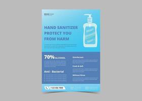 Flyer-Vorlage für die Promotion von Händedesinfektionsmitteln. vektor