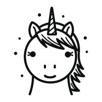 süß wenig Einhorn Fantasie Linie Stil Symbol Vektor Illustration Design dick Linie