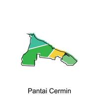 Karta stad av pantai cermin, Karta provins av norr sumatra illustration design, värld Karta internationell vektor mall med översikt grafisk skiss stil isolerat på vit bakgrund