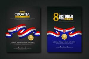 uppsättning affisch design kroatien Lycklig oberoende dag bakgrund mall vektor