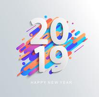 Designkarte des neuen Jahres 2019 auf modernem Hintergrund. vektor