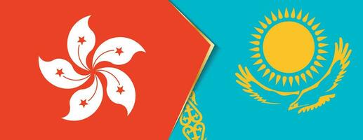 hong kong och kazakhstan flaggor, två vektor flaggor.