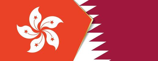 Hong kong und Katar Flaggen, zwei Vektor Flaggen.