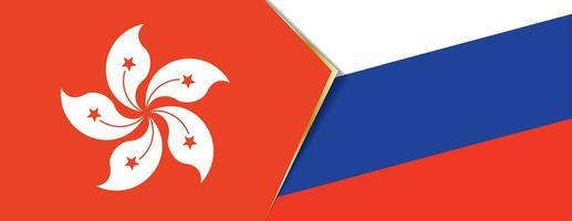 Hong kong und Russland Flaggen, zwei Vektor Flaggen.