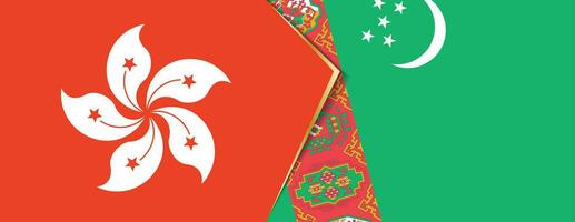 Hong kong und Turkmenistan Flaggen, zwei Vektor Flaggen.