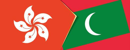Hong kong und Malediven Flaggen, zwei Vektor Flaggen.