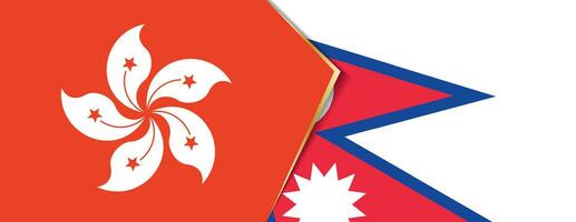 Hong kong und Nepal Flaggen, zwei Vektor Flaggen.