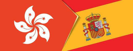 Hong kong und Spanien Flaggen, zwei Vektor Flaggen.