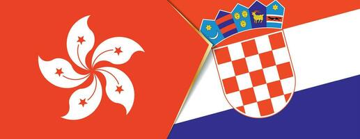 hong kong och kroatien flaggor, två vektor flaggor.