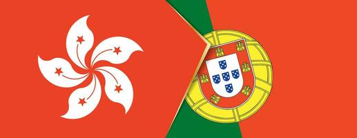 hong kong och portugal flaggor, två vektor flaggor.