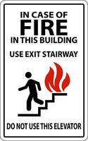 i fall av brand tecken använda sig av utgång trappa, do inte använda sig av detta hiss vektor