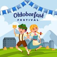 paar tanzen in einem park genießen oktoberfest vektor