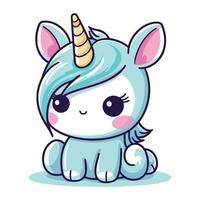 süß Karikatur Einhorn auf Weiß Hintergrund. Vektor Illustration zum Ihre Design.